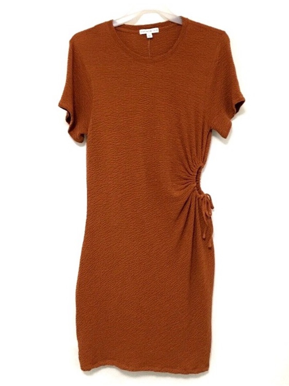 And Now This Plus Size 2X Rust Body Con with Side Cut Out Short Sleeve Dress